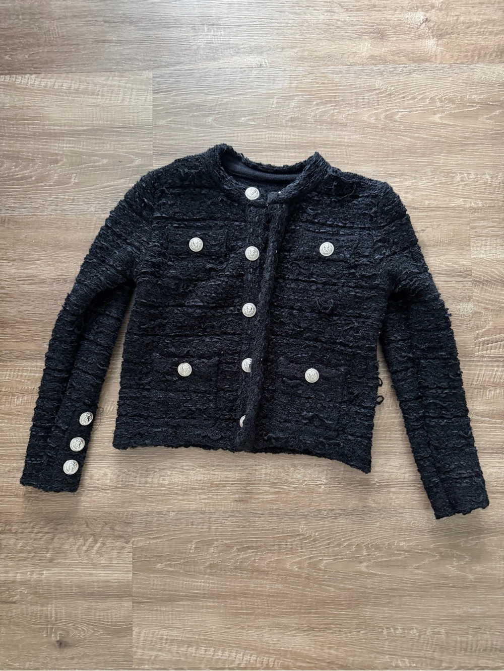 black knit boucle jacket